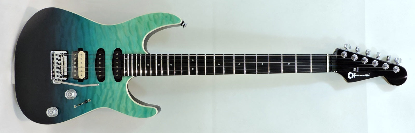 Charvel Pro-Mod Plus Dinky® DK24 HSS 2PT EB QM, Ebony Fingerboard, Blue Curaçao