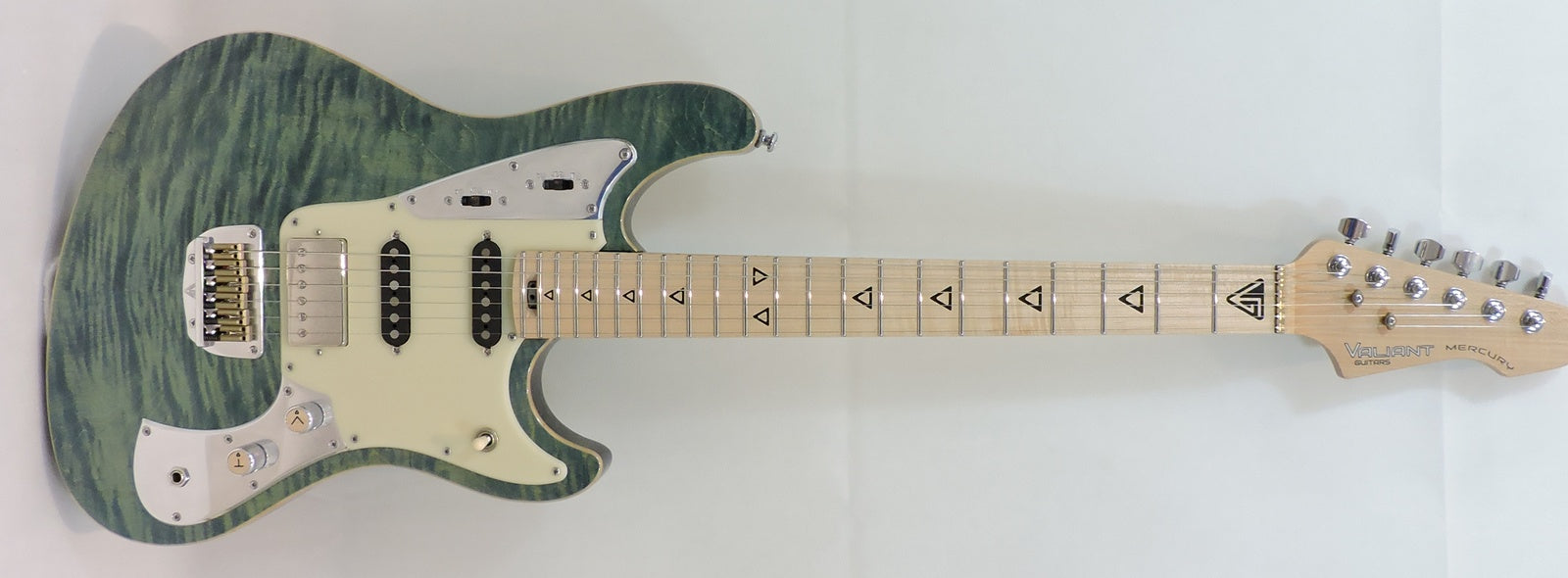Valiant Mercury HSS ‘Blue In Green’, Maple Neck with Stainless Steel Frets