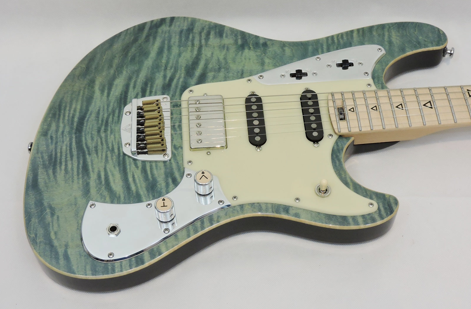 Valiant Mercury HSS ‘Blue In Green’, Maple Neck with Stainless Steel Frets