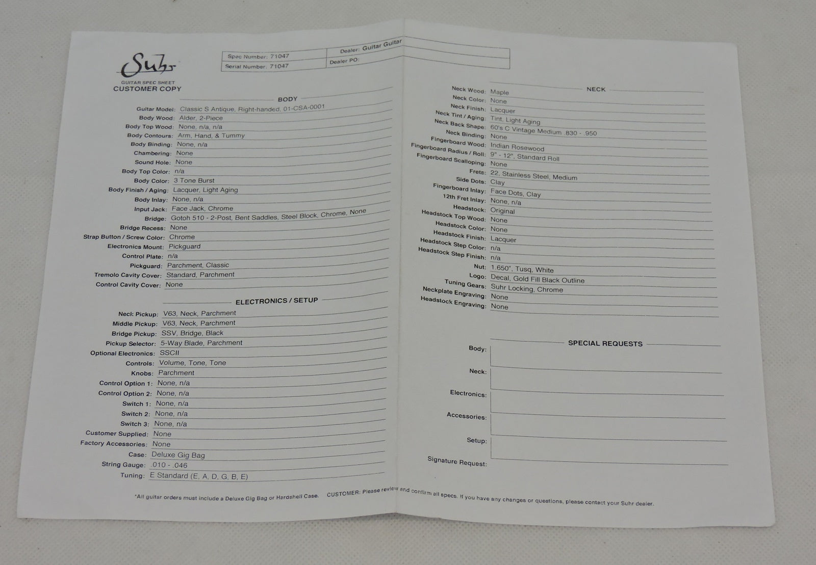 Suhr Classic S Antique HSS. 3-Tone Burst. Mint - Used