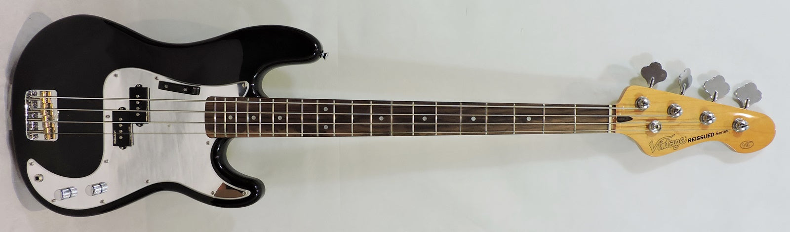 Vintage V4 ReIssued Bass Guitar Rocker Black Mirror Scratchplate