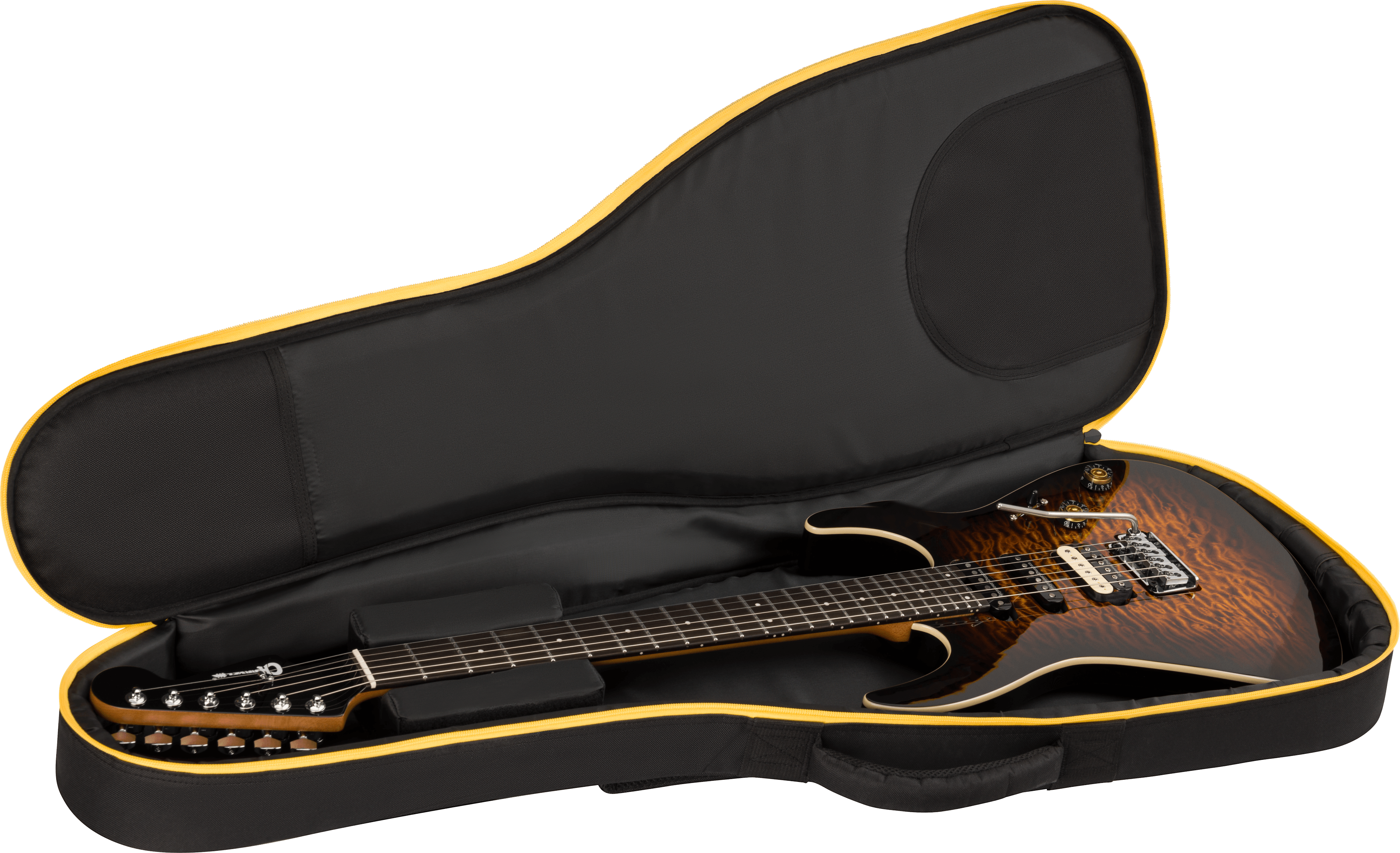 Charvel Pro-Mod Plus Dinky® DK24 HSS 2PT EB QM, Ebony Fingerboard, Amber Tiger Eye - COMING SEPTEMBER 2026