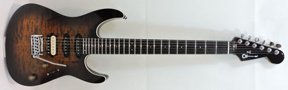 Charvel Pro-Mod Plus Dinky® DK24 HSS 2PT EB QM, Ebony Fingerboard, Amber Tiger Eye