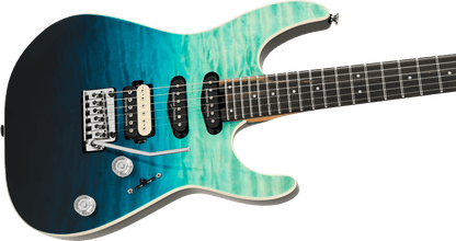 Charvel Pro-Mod Plus Dinky® DK24 HSS 2PT EB QM, Ebony Fingerboard, Blue Curaçao - COMING SEPTEMBER 2026