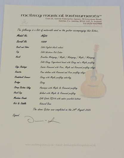 McIlroy AG25 Handmade Acoustic Guitar