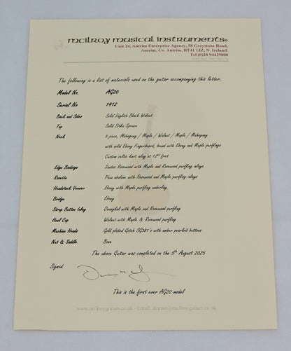 McIlroy AG20 Handmade Acoustic Guitar