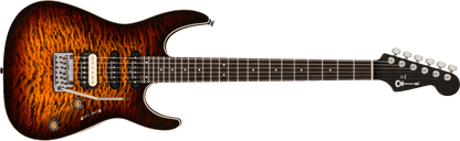 Charvel Pro-Mod Plus Dinky® DK24 HSS 2PT EB QM, Ebony Fingerboard, Amber Tiger Eye - COMING SEPTEMBER 2026