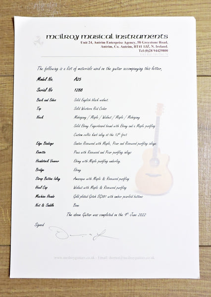McIlroy A25 Handmade Acoustic Guitar