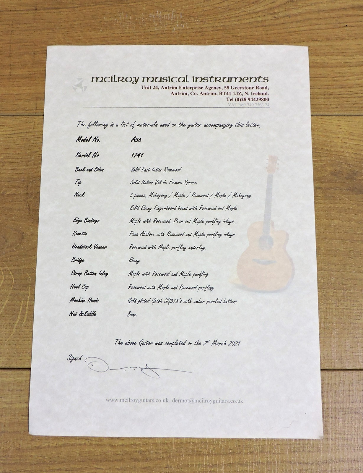 McIlroy A36 Hand-Made Acoustic Guitar